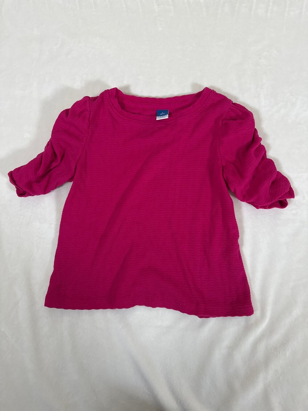 Old Navy Girls Ribbed Puff Sleeve Top Pink Size S 6-7